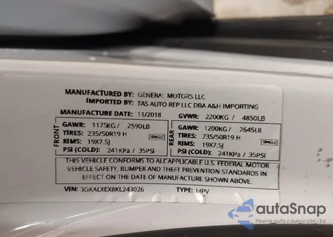2019 GMC Terrain Denali from USA, damaged, VIN 3GKALXEX8KL243026